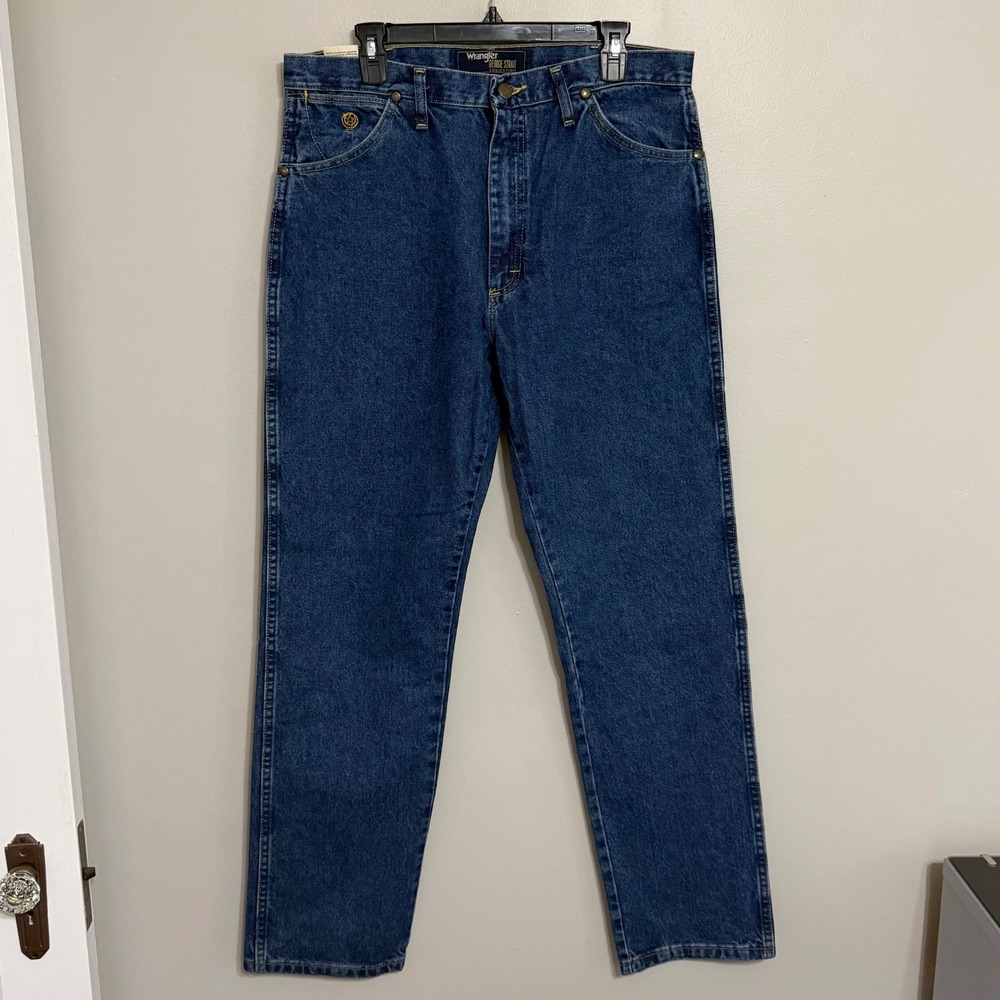 NEW Wrangler Mens 36x34 George Strait Original Fit Cowboy Cut Denim Blue Jeans - Picture 2 of 11